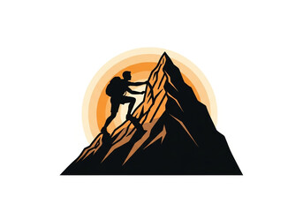 Inspiring mountain climber conquering peak with sunset backdrop, symbolizing challenge, ambition, and outdoor adventure for motivational branding success