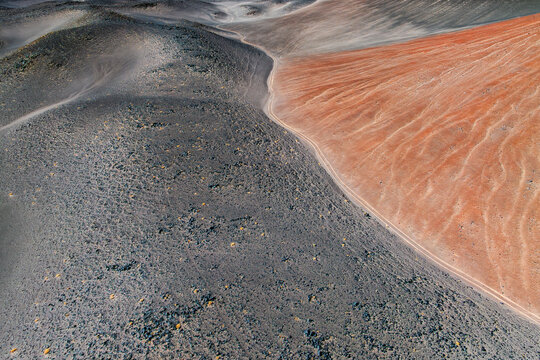 Aerial view of volcanic textures in Catamarca, Argentina