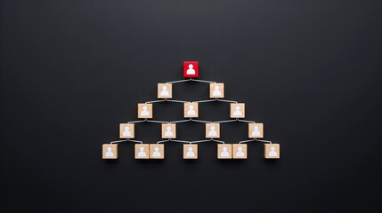 organizational hierarchy with various levels, illustrated through a network diagram against a dark backdrop