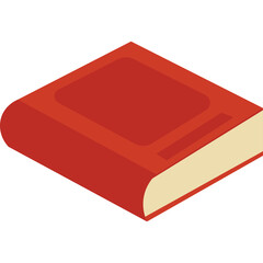 A Closed Red Hardcover Book With Cream Colored Pages Shown In An Isometric View On A Transparent Background Suitable For Educational Or Literary Concepts