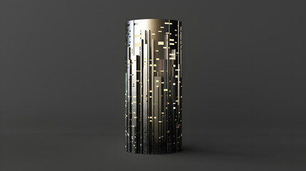 Stunning modern cylindrical sculpture evoking a futuristic cityscape, perfect for architectural visualization, interior design, or avant-garde art projects