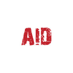 Red Grunge AID Text Isolated on White Background