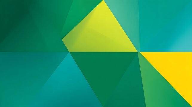 Modern abstract background with interlocking geometric shapes rendered in gradients of green yellow and teal evoking a sense of connectivity and digital energy