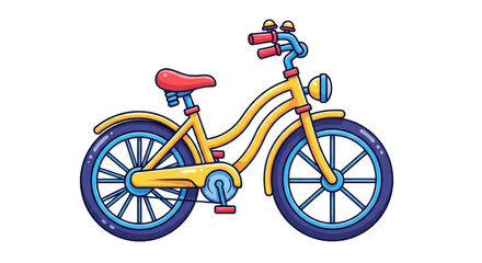 Fototapeta premium Yellow Cartoon Bicycle Vector Illustration
