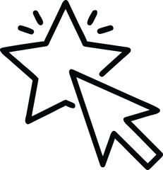 Favorite star selection by mouse cursor icon, user experience Vector