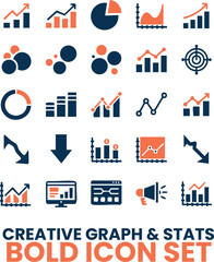 Graph and Statistics Icon Set  Minimal Infographic and Dashboard Symbols