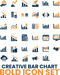 Colorful Bar Graph Icons  Minimal Infographic Elements Pack