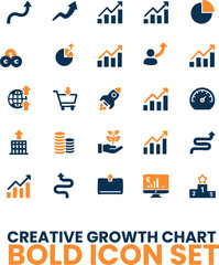 Growth and Progress Icon Set  Minimal Infographic and Data Visualization Pack