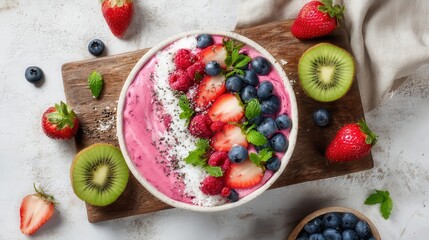 Colorful fruit and berry bowl.