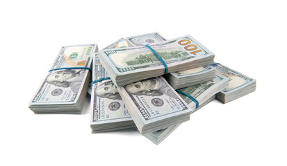 American dollars on white background