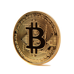 Bitcoins isolated on white background