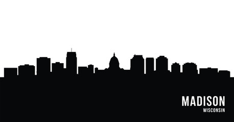 Naklejka premium Madison wisconsin skyline silhouette illustration