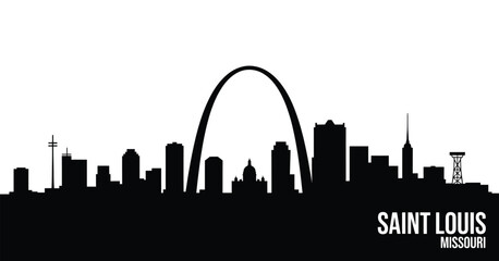 Naklejka premium Saint louis skyline silhouette with gateway arch