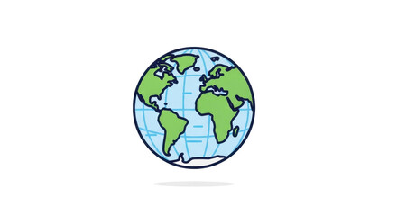 Earth globe world map icon. Simple line art vector illustration isolated on white.