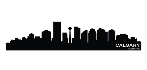 Naklejka premium Calgary skyline silhouette against a white background