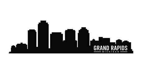 Fototapeta premium Grand rapids michigan skyline silhouette cityscape