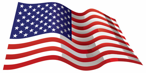 Waving american flag with subtle outline of the united states map beneath its stripes