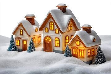 christmas house in snow