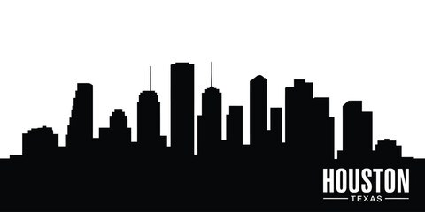 Houston texas skyline silhouette cityscape black and white