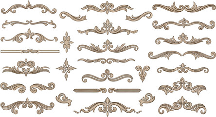 Collection of decorative ornaments isolated on white background for design use