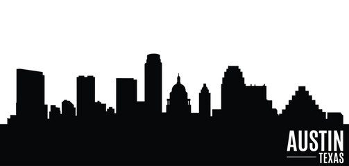 Fototapeta premium Austin texas skyline silhouette against white background