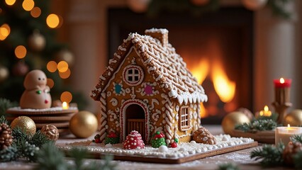 Ein Lebkuchenhaus auf dem Tisch