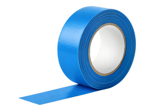 A vibrant blue roll of heavy-duty adhesive cloth tape unrolling on a clean white background, perfect for repairs, crafting, and industrial applications