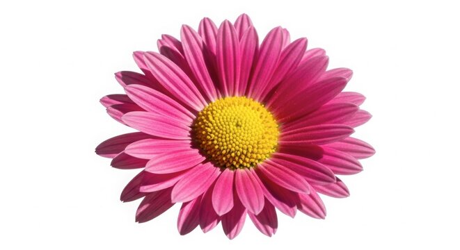 Closeup of a vibrant pink daisy flower isolated on white background - Powered by Adobe