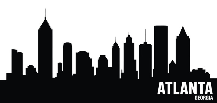 Atlanta skyline silhouette black and white cityscape