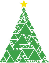 Christmas tree made of green triangles isolated on white background