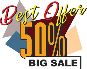 Big Sale Promotion Design with Fifty Percent Off Typography and Modern Geometric Shapes Retail Discount Advertising Element for Commercial Use Isolated