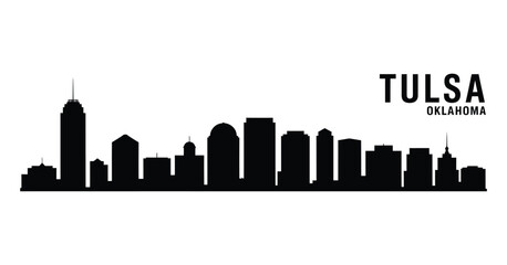 Fototapeta premium Tulsa oklahoma skyline silhouette black and white