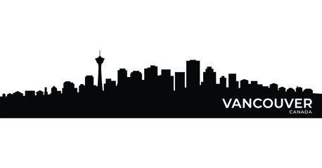 Naklejka premium Vancouver city skyline silhouette with text