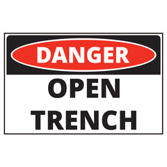 Danger, open trench sign isolated on a white background