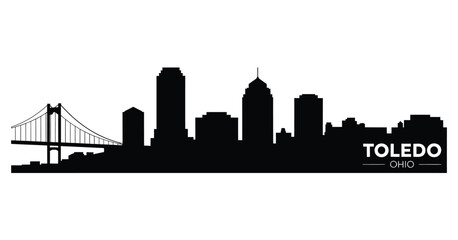 Fototapeta premium Toledo ohio skyline silhouette with bridge and buildings