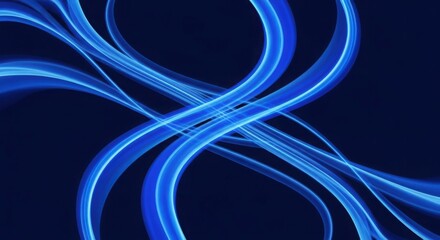 Abstract blue light trails on a dark background creating a dynamic effect