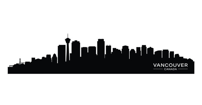 Vancouver city skyline silhouette on a white background