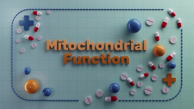 educational graphic showcasing pharmaceutical components and cellular processes, visual aid illustrating medication effects on mitochondrial activity within cellular energy systems