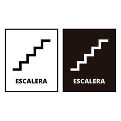 Two white and black escalera sign on a white background (trad. stairway)