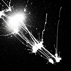 Abstract white paint splash and splatter design on black background. Suitable for grunge and art projects.