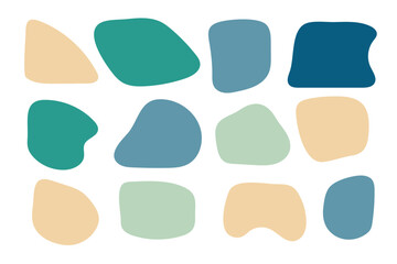 Abstract boho shapes, trendy modern organic stains silhouettes, nature simple aesthetic elements. Modern contemporary collage, various cute blobs. Isolated. Vector illustration.