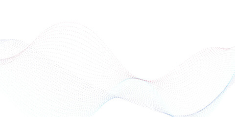Blue colorful dotted wave line pattern. Flowing dot particles wave pattern halftone black gradient smooth curve shape isolated on transparent background.	
