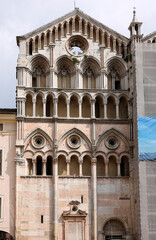 Facade of Ferrara cathedral, Basilica Cattedrale di San Giorgio, Ferrara, Italy