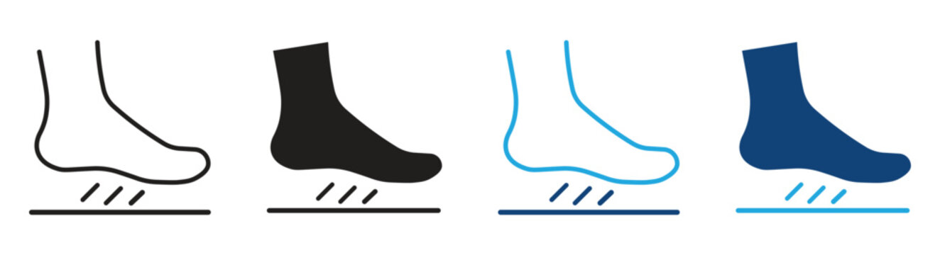 Anti skid feet icon set. Flat design style. Graphic design, vector illustration.