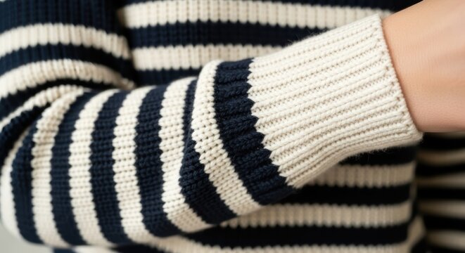 Striped knitted sweater detail