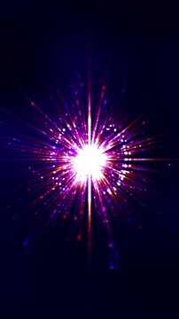A glowing, sparkling light bursts outward. Particles radiate against the dark blue. Vertical wallpapers for phones.