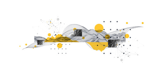 Abstract wireframe background. Modern science art elements. Surface illustration.