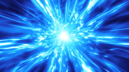 Fototapeta premium 青色の炎の集中線のエフェクト背景