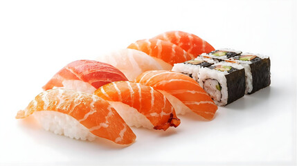 sushi on a white background