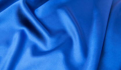 Blue satin or silk fabric as background